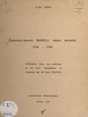 cover image of D'un ceppo... Francesco Saverio Biadelli, ceppo secondo
